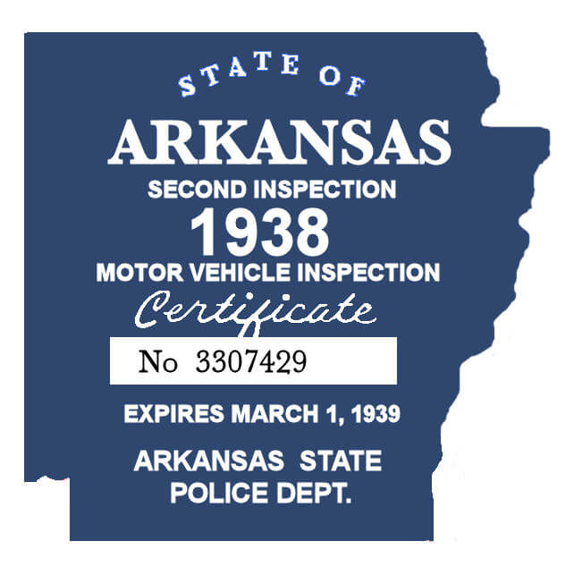 (image for) 1938-39 Arkansas Inspection Sticker